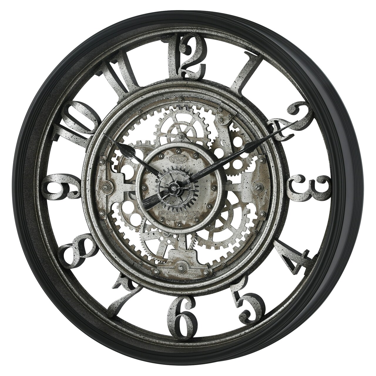 Better Homes and Gardens 20" Rustic Metal Arabic Moving Gear Analog Wall Clock